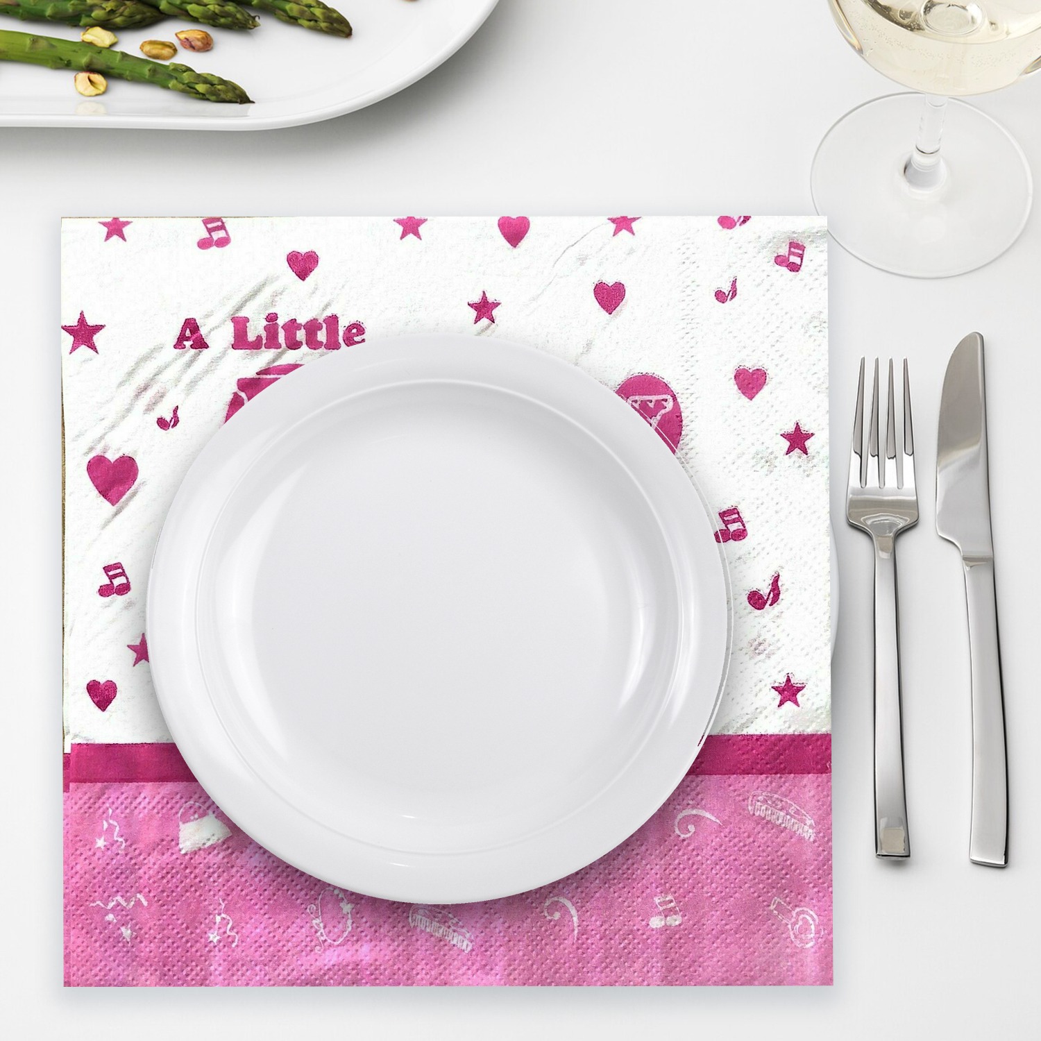 Pink Paper Serviette – 10x 2-Ply Baby Girl Disposable Napkins