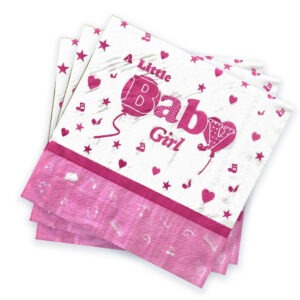 Pink Paper Serviette – 10x 2-Ply Baby Girl Disposable Napkins
