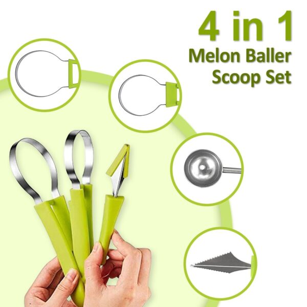 4 in 1 Fruit Carver Set – Stainless Steel Precision Carving Tools
