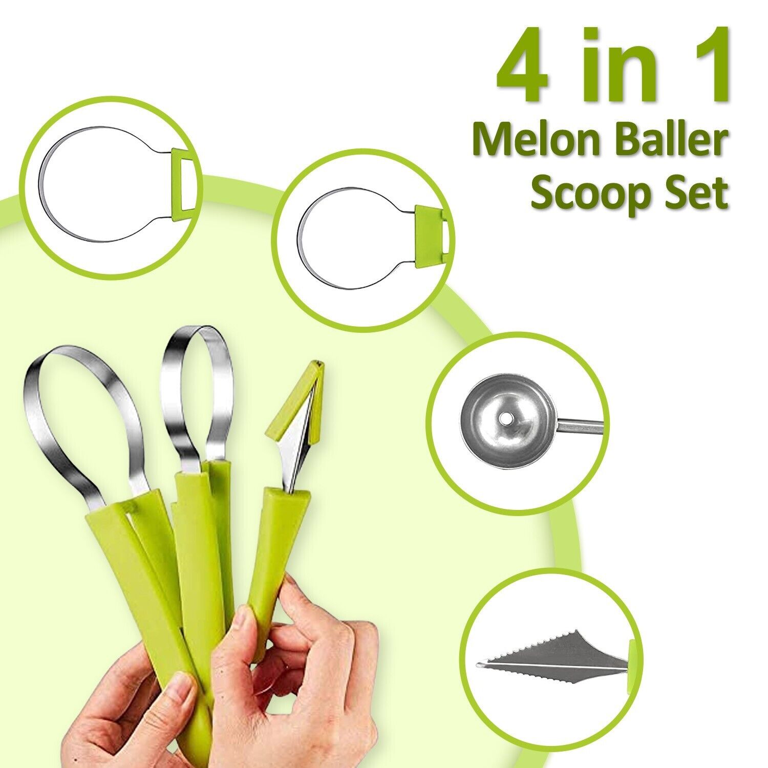 4 in 1 Fruit Carver Set – Stainless Steel Precision Carving Tools