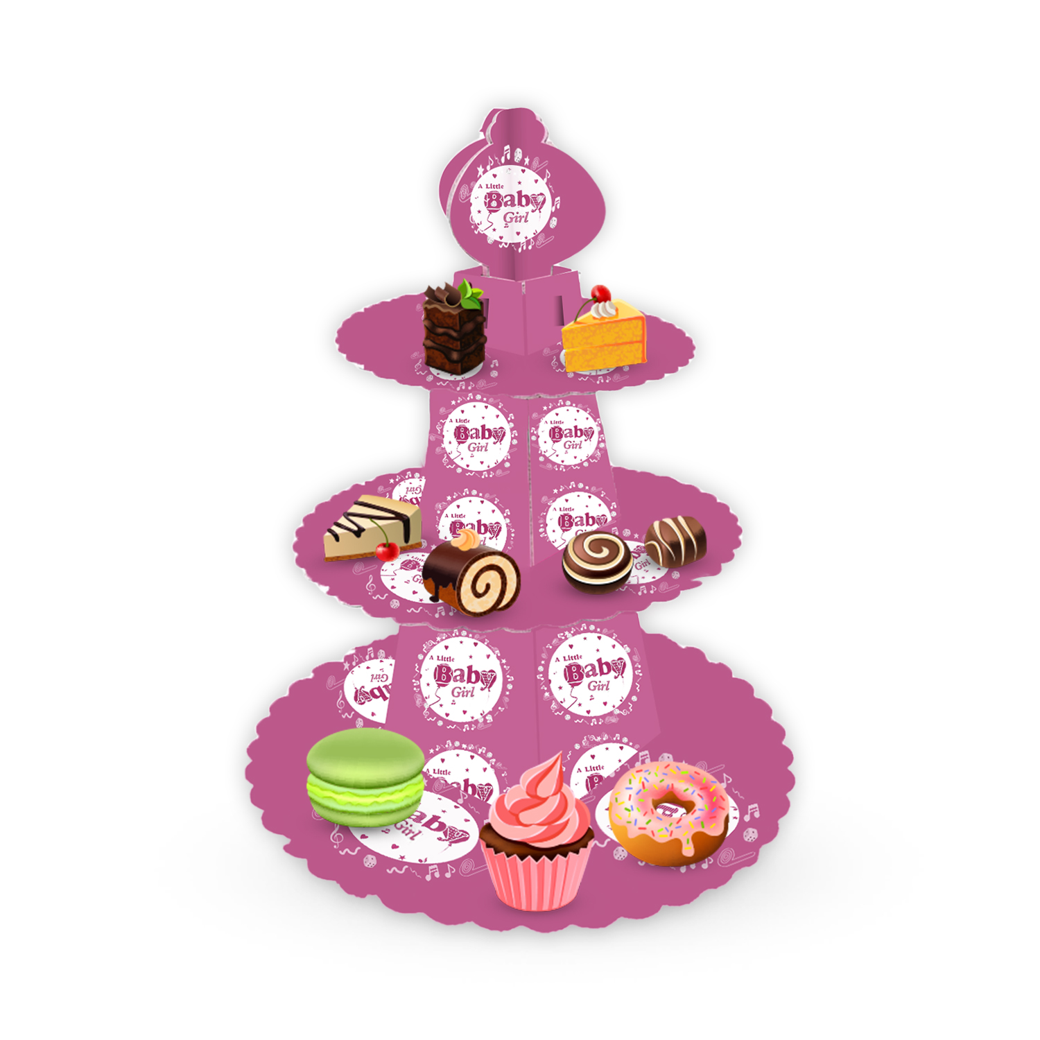 3 Tier A little Baby Girl Cardboard Cupcake Stand