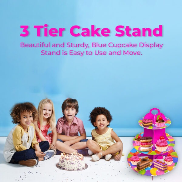 3 Tier Cup Cake Stand Cardboard – Multi Balloon Dessert Display
