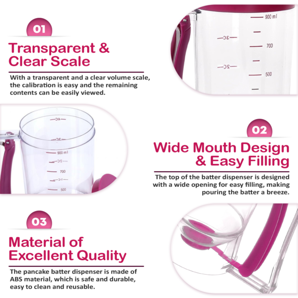 800ml Pancake Batter Dispenser with Mixer – Easy Baking Tool
