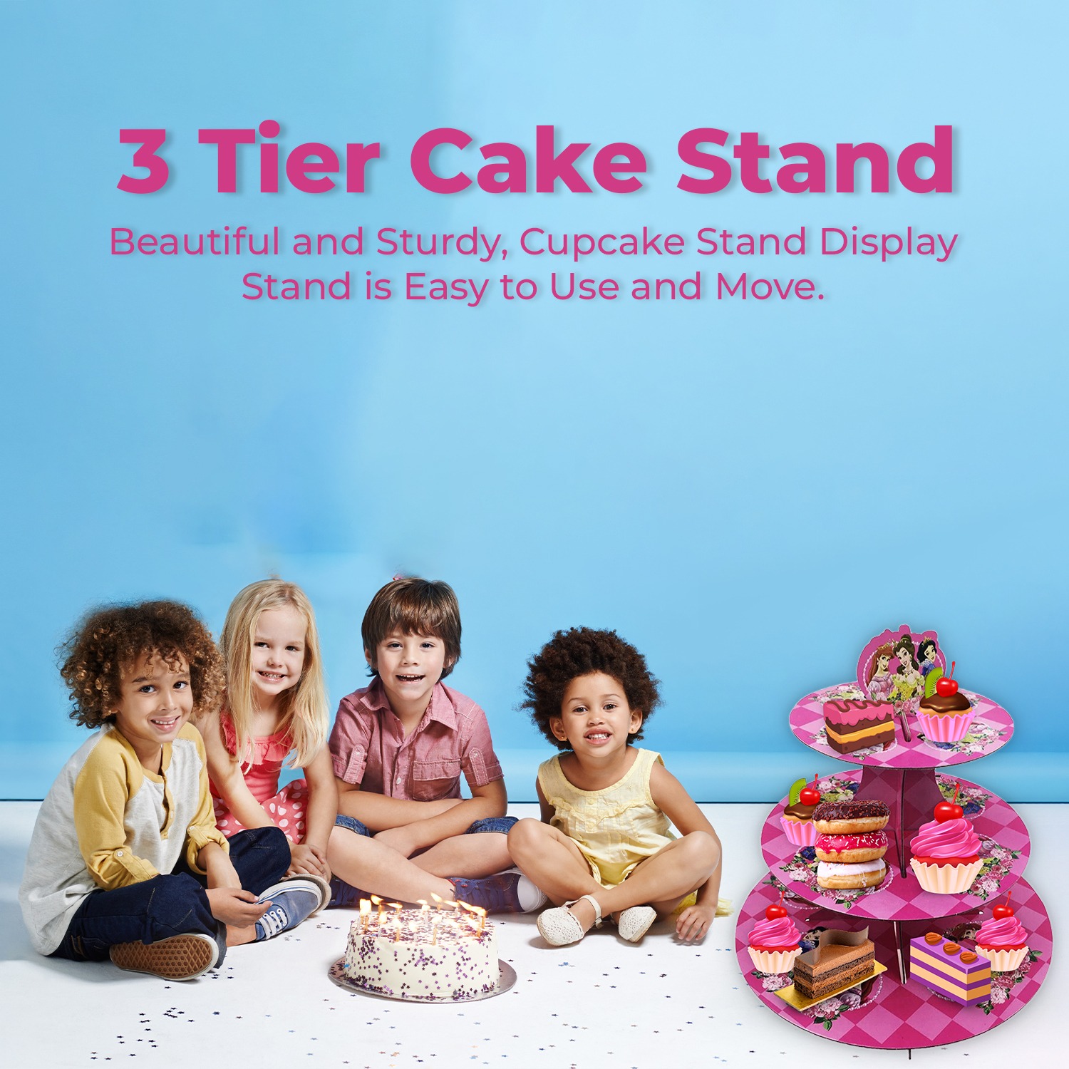 Cup Cake Stand Cardboard – 3 Tier Princesses Display Tower