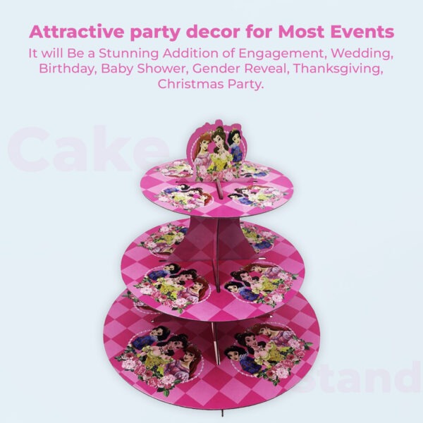 Cup Cake Stand Cardboard – 3 Tier Princesses Display Tower