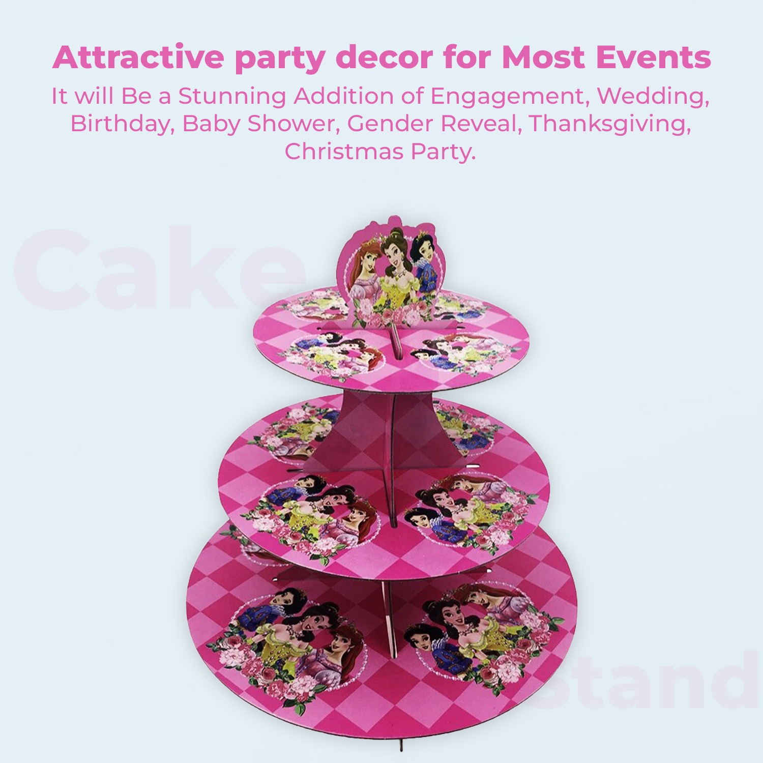 Cup Cake Stand Cardboard – 3 Tier Princesses Display Tower