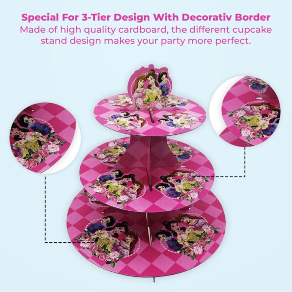 Cup Cake Stand Cardboard – 3 Tier Princesses Display Tower