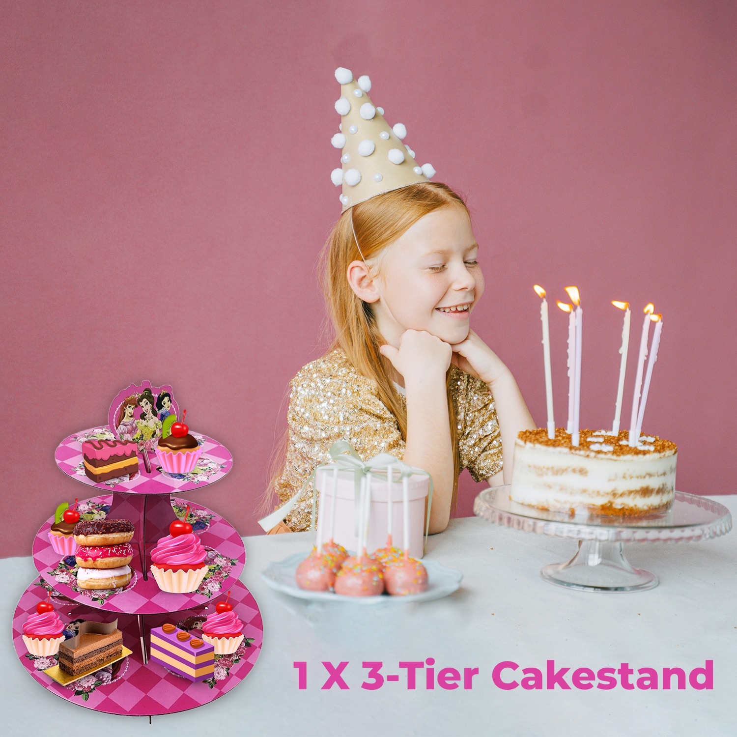 Cup Cake Stand Cardboard – 3 Tier Princesses Display Tower