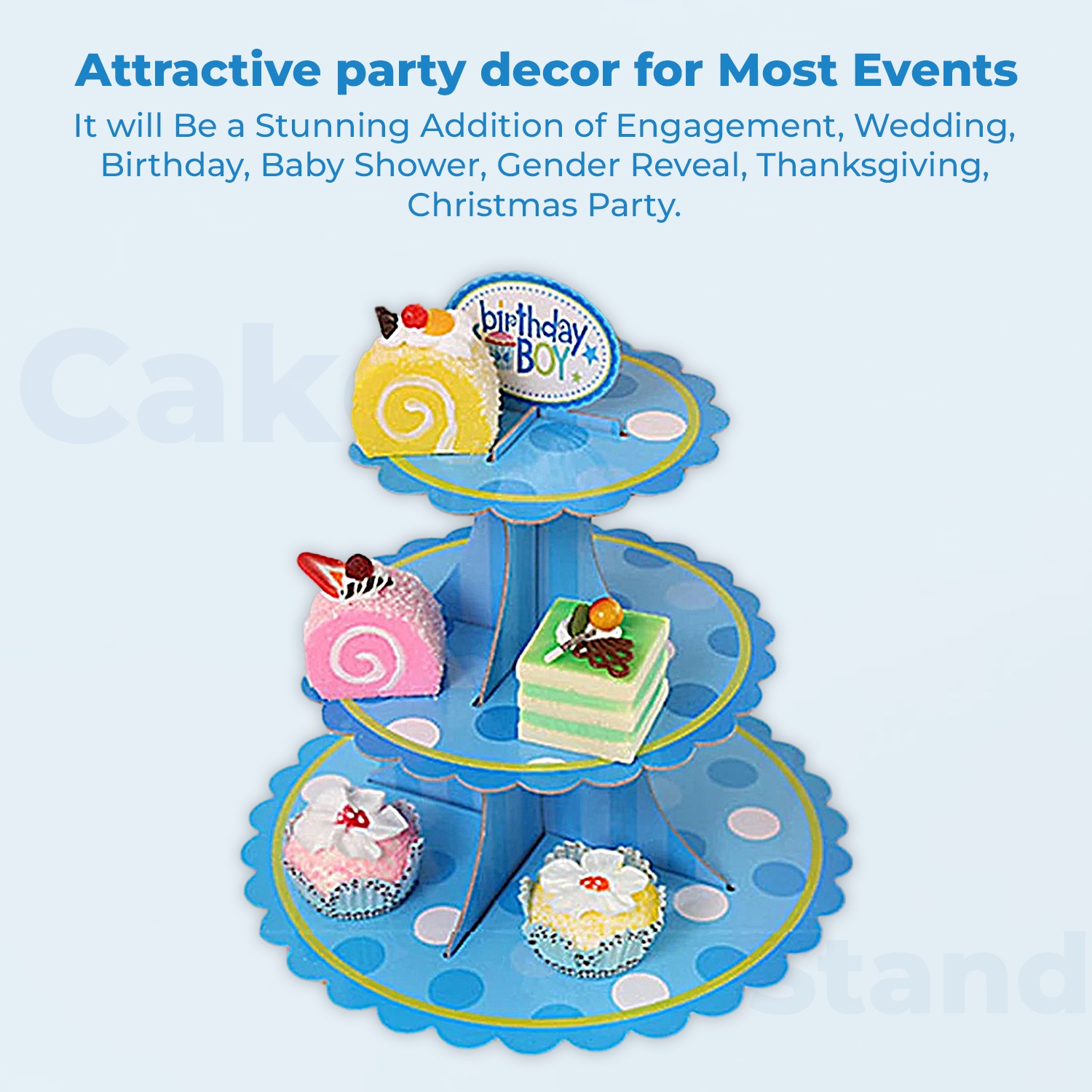 3 Tier Blue Birthday Boy Stand Cupcake – Cardboard Party Display