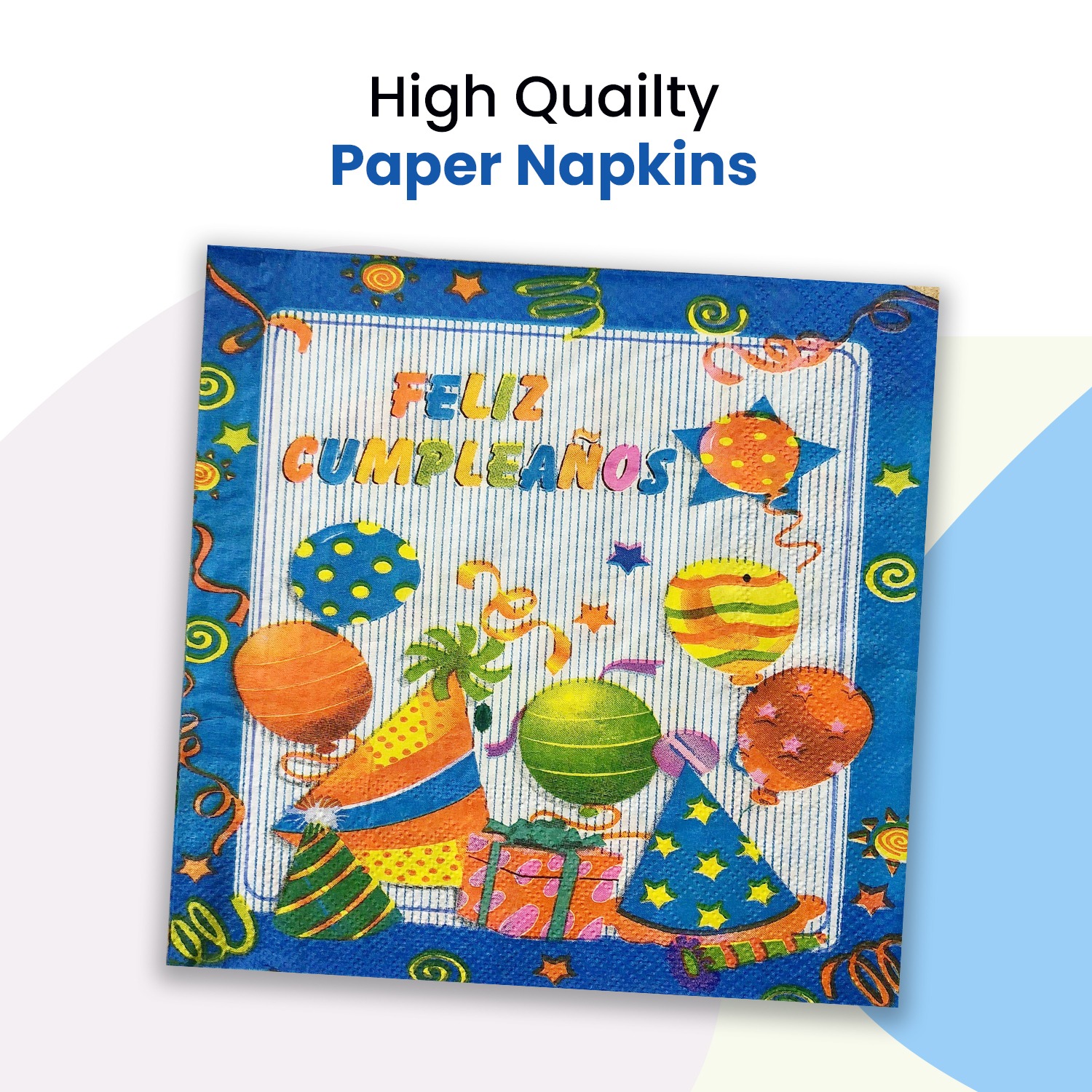 10X Paper Napkins Blue – Birthday Party 2 Ply Disposable Serviettes
