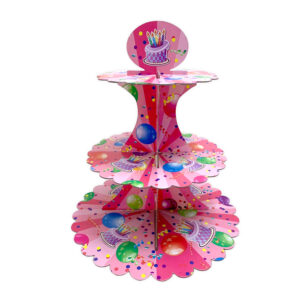 Cake Pink Cupcake Stand Cardboard 3 Tier Cake Stand