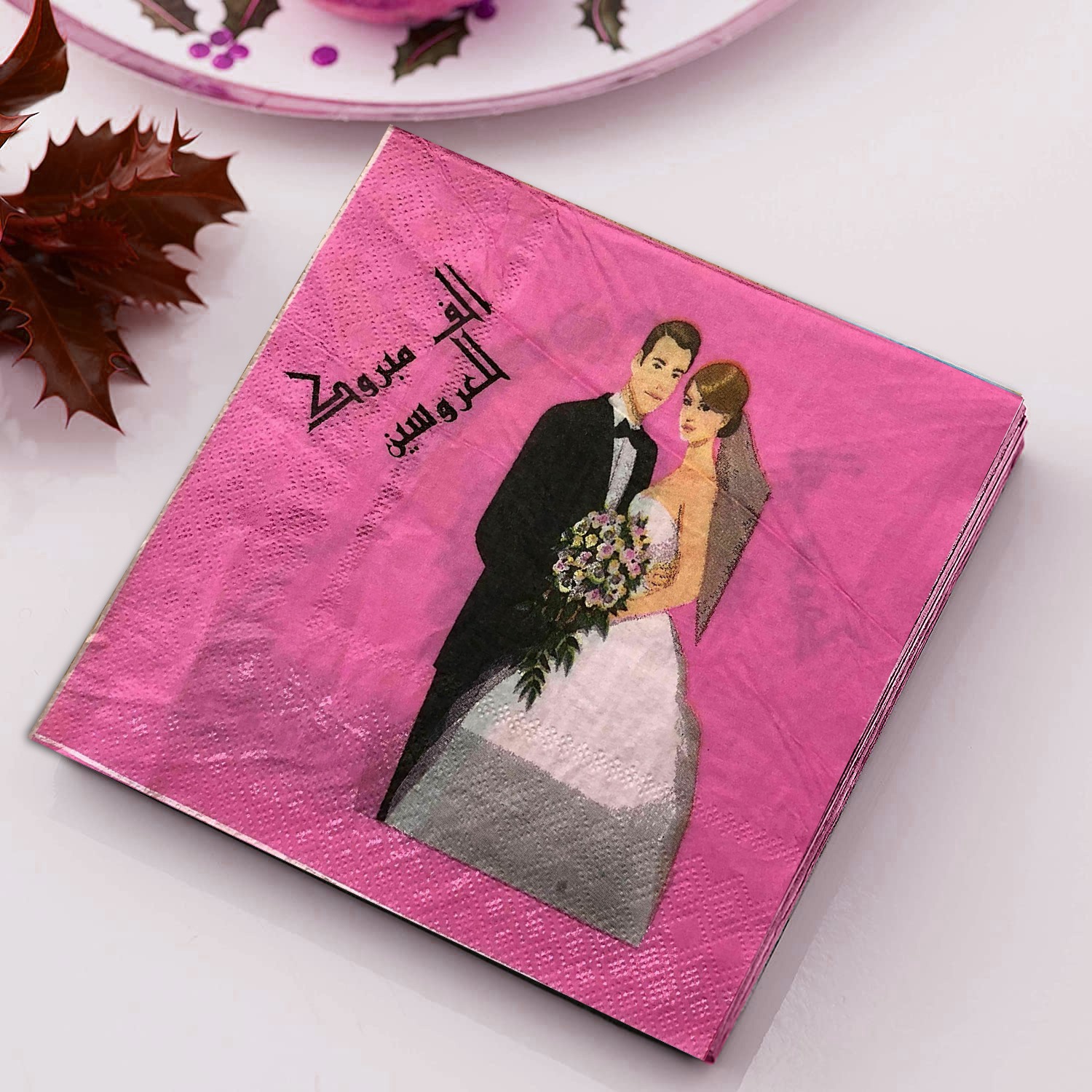 Pink Disposable Napkins – 10x 2-Ply Couple Paper Serviettes