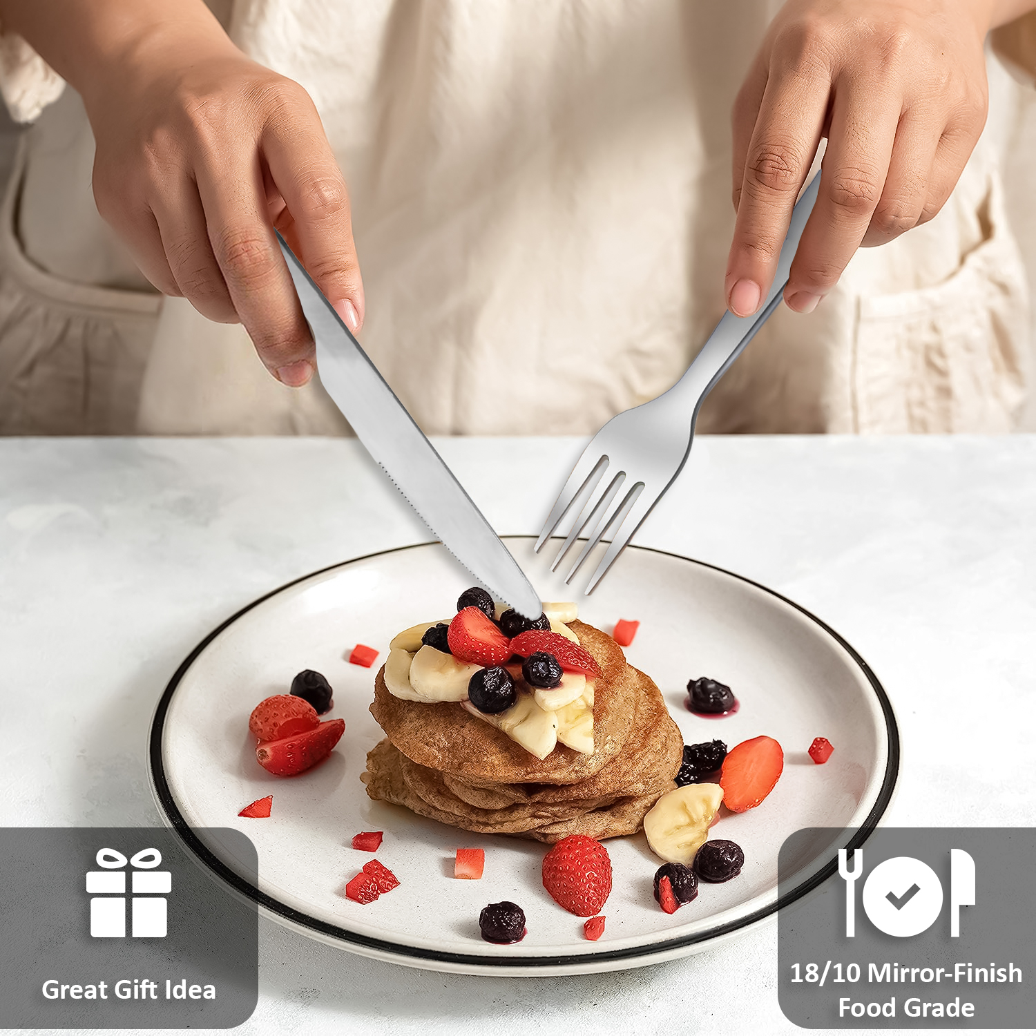 16 Piece Cutlery Set – Stainless Steel Service for 4 with Mirror Finish