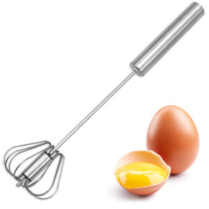 Premium Stainless Steel Egg Beater with Rotating Whisk Head