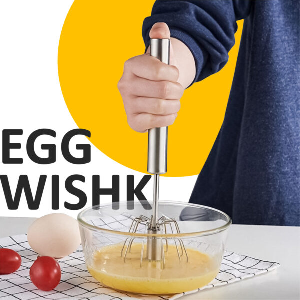 Premium Stainless Steel Egg Beater with Rotating Whisk Head