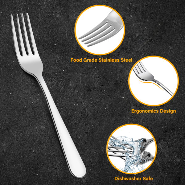 6X Stainless Steel Dinner Fork Set – Sleek Ergonomic Cutlery