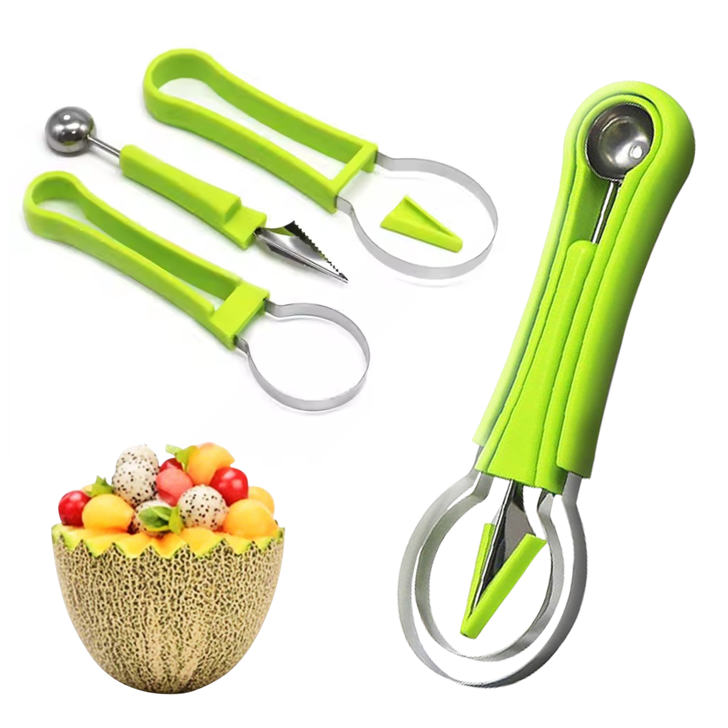 4 in 1 Fruit Carver Set – Stainless Steel Precision Carving Tools