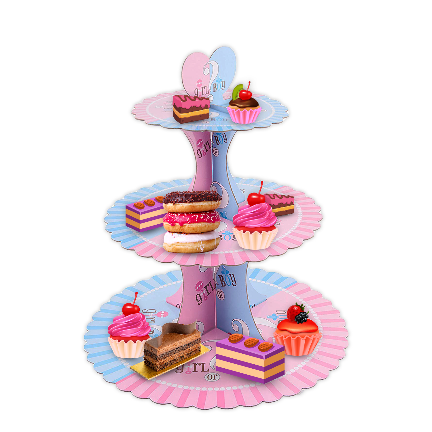 3-Tier Cardboard Cupcake Tier Stand – Boy or Girl Party Decor