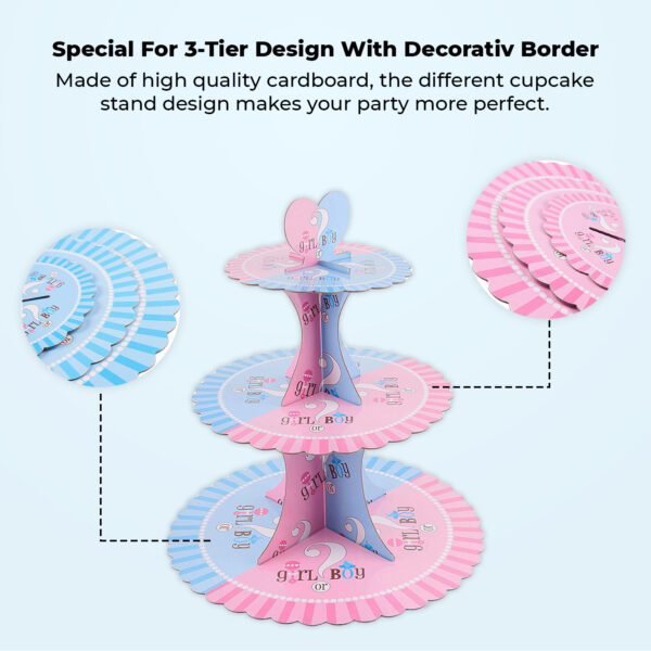 3-Tier Cardboard Cupcake Tier Stand – Boy or Girl Party Decor