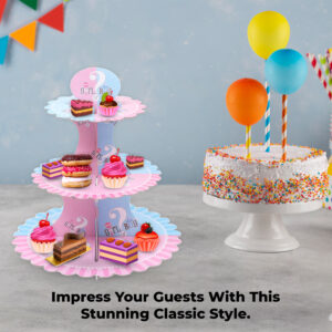 3-Tier Cardboard Cupcake Tier Stand – Boy or Girl Party Decor