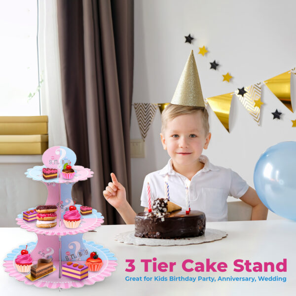 3-Tier Cardboard Cupcake Tier Stand – Boy or Girl Party Decor
