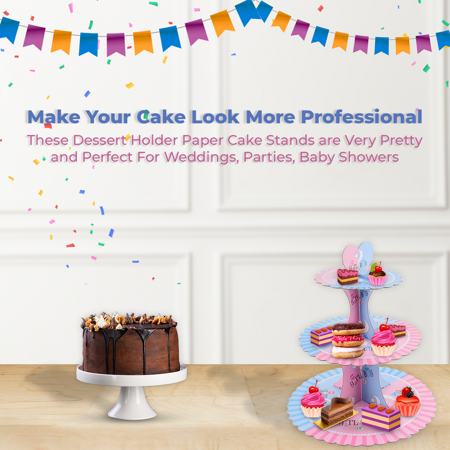 3-Tier Cardboard Cupcake Tier Stand – Boy or Girl Party Decor