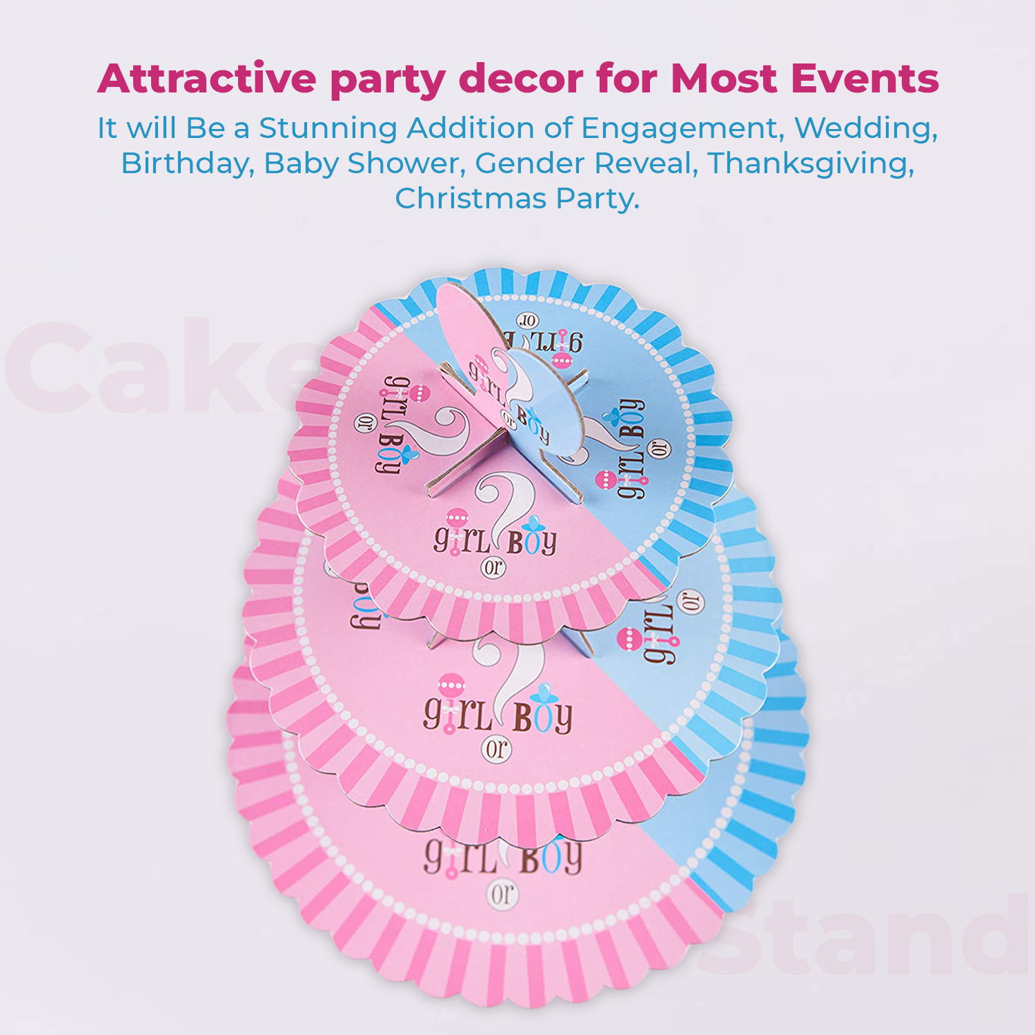 3-Tier Cardboard Cupcake Tier Stand – Boy or Girl Party Decor