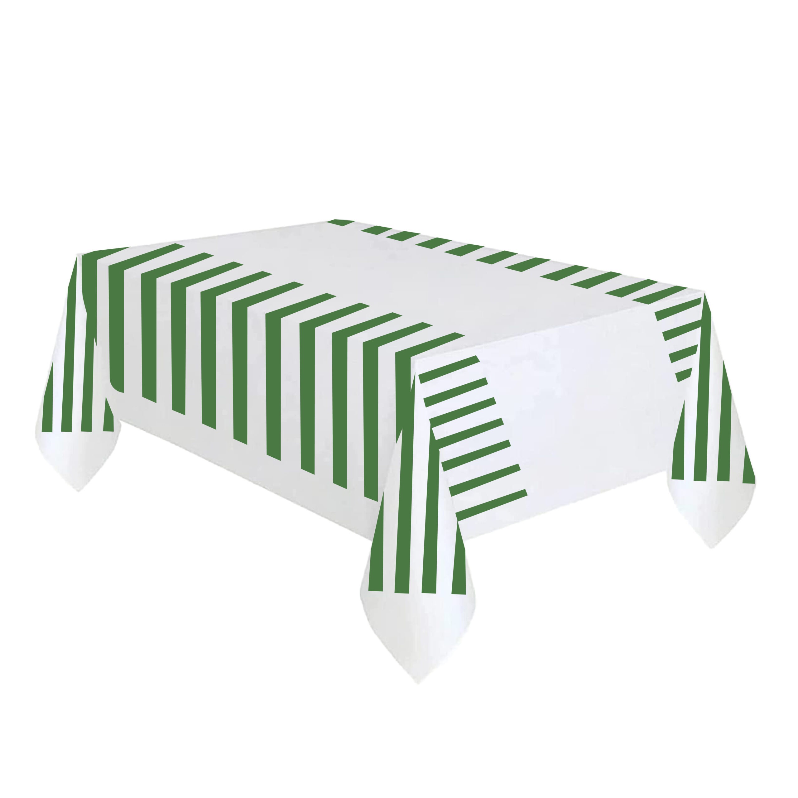 Green Stripes Plastic Tablecloth