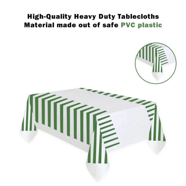 Green Stripes Plastic Tablecloth