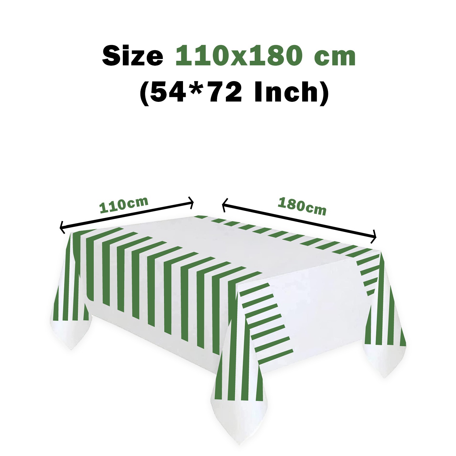 Green Stripes Plastic Tablecloth