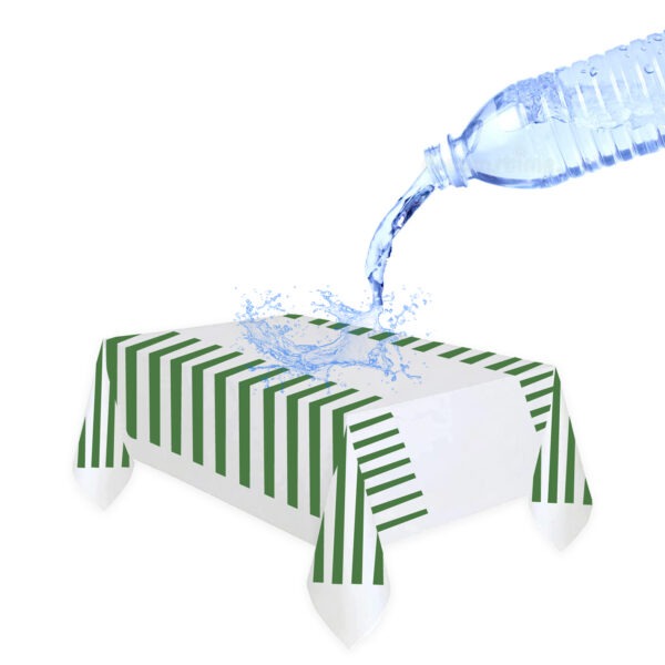 Green Stripes Plastic Tablecloth