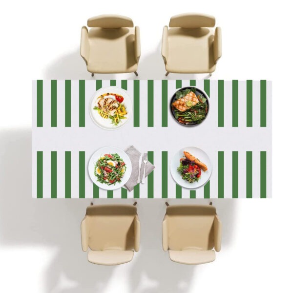 Green Stripes Plastic Tablecloth