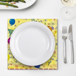 10X Disposable Paper Napkins – Yellow Double Cake Birthday 2 Ply