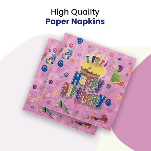 10X Pink Napkins Paper – Birthday Confetti Cake 2 Ply Party