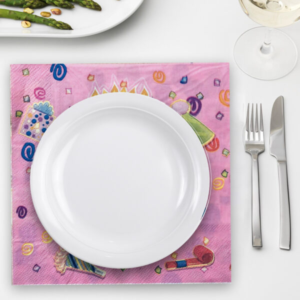 10X Pink Napkins Paper – Birthday Confetti Cake 2 Ply Party