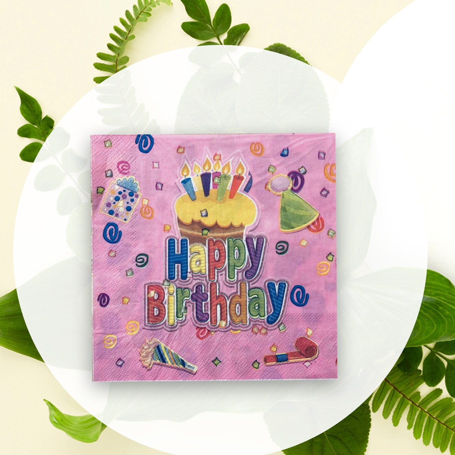 10X Pink Napkins Paper – Birthday Confetti Cake 2 Ply Party
