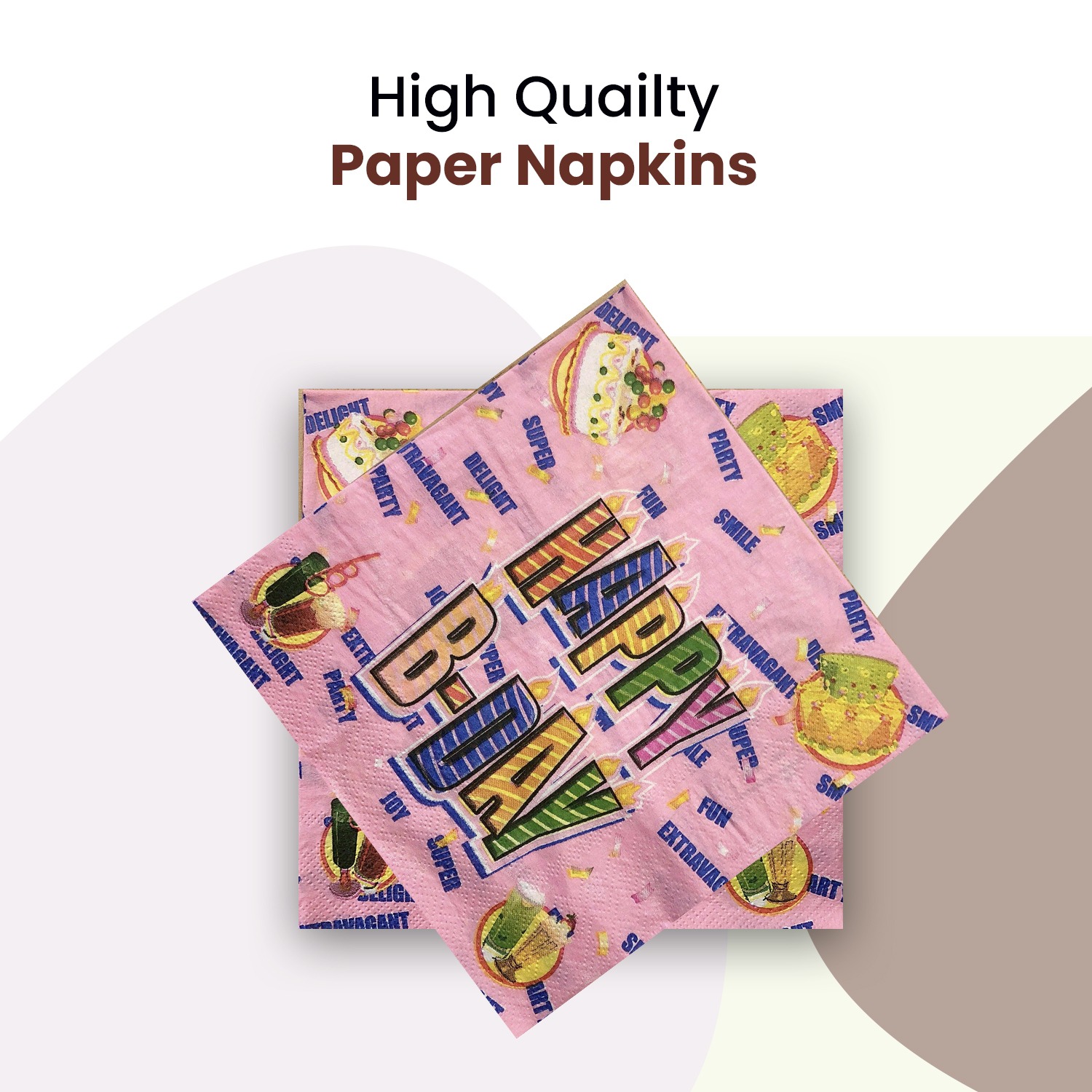 10X Happy Birthday Pink Disposable 2 Ply Paper Napkins Serviettes Occasion Party Tableware