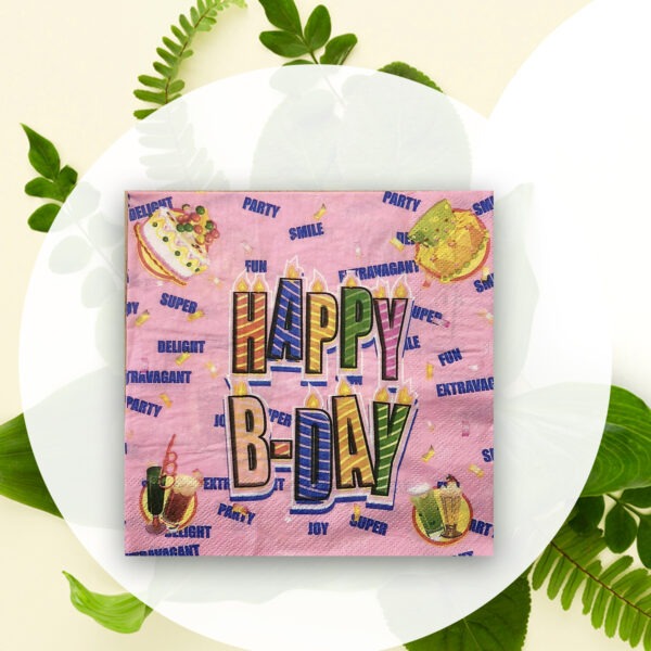 10X Happy Birthday Pink Disposable 2 Ply Paper Napkins Serviettes Occasion Party Tableware