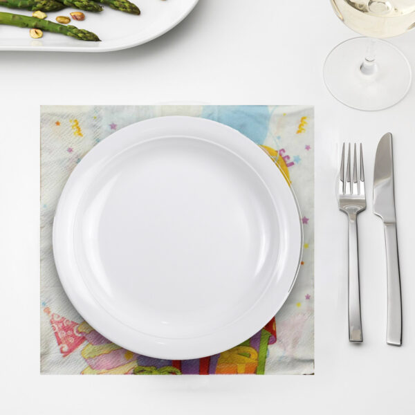 10X White Paper Napkin – Birthday Cake & Balloon 2 Ply Party