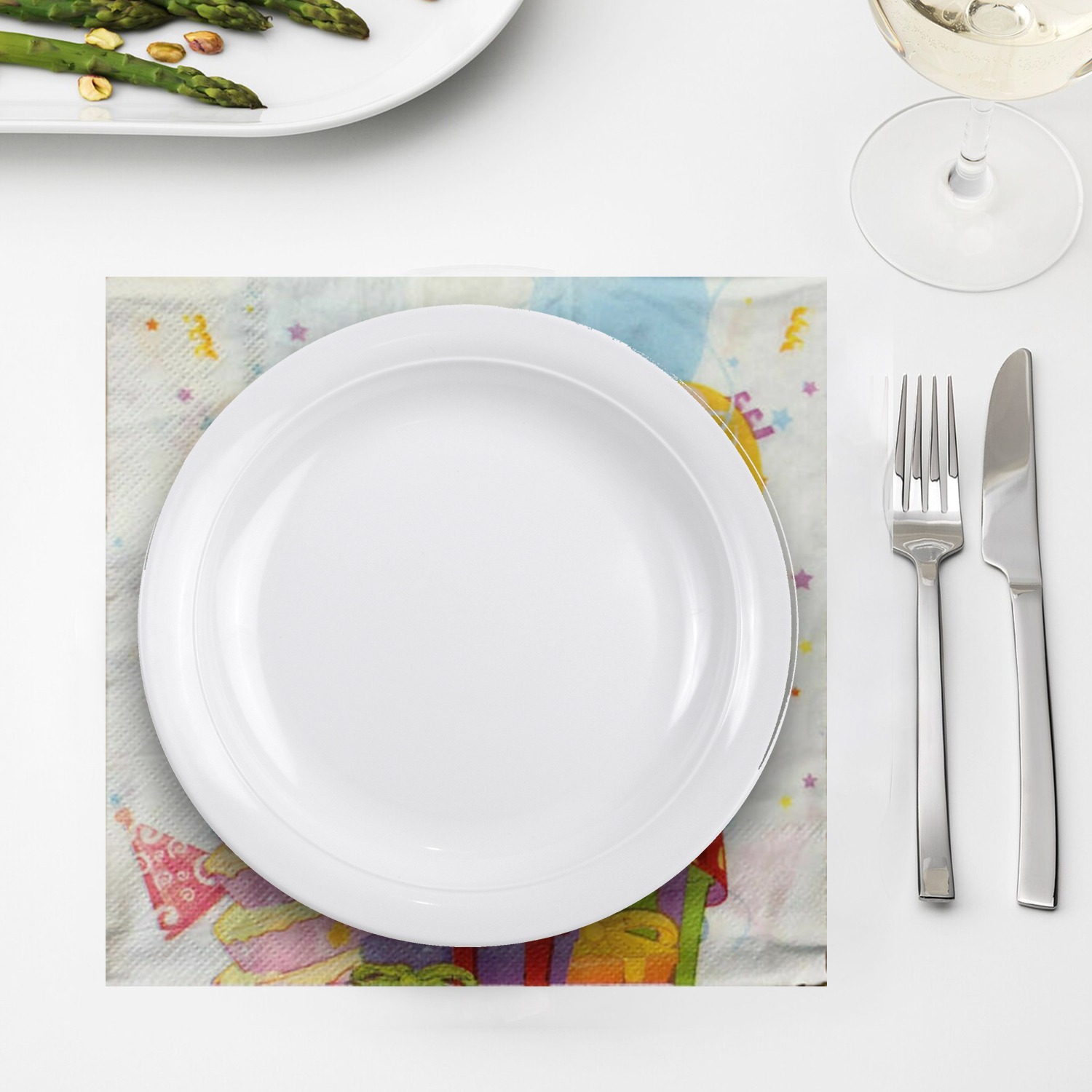 10X White Paper Napkin – Birthday Cake & Balloon 2 Ply Party