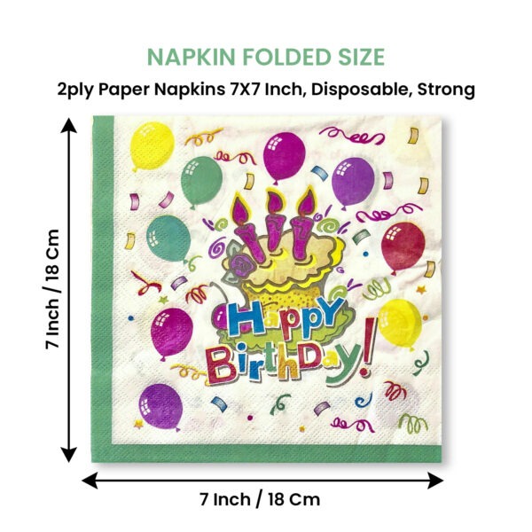 10X Serviettes Napkins Green – Happy Birthday 2 Ply Disposable Paper