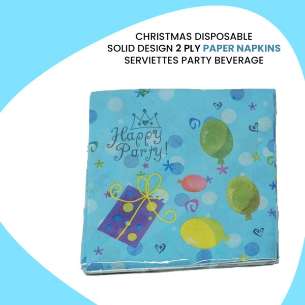 10X Sky Blue Paper Napkins – Birthday Party 2 Ply Disposable Serviettes