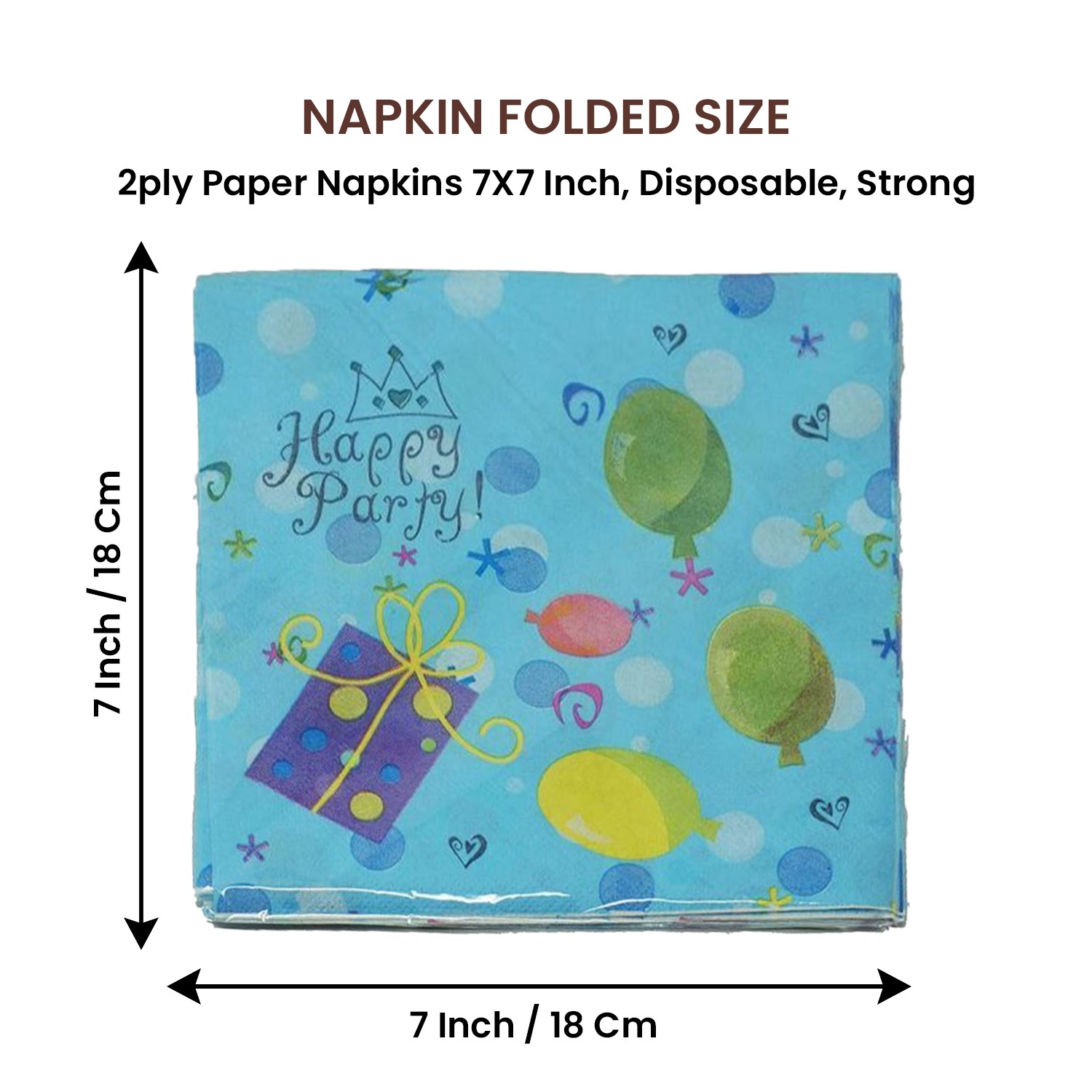 10X Sky Blue Paper Napkins – Birthday Party 2 Ply Disposable Serviettes