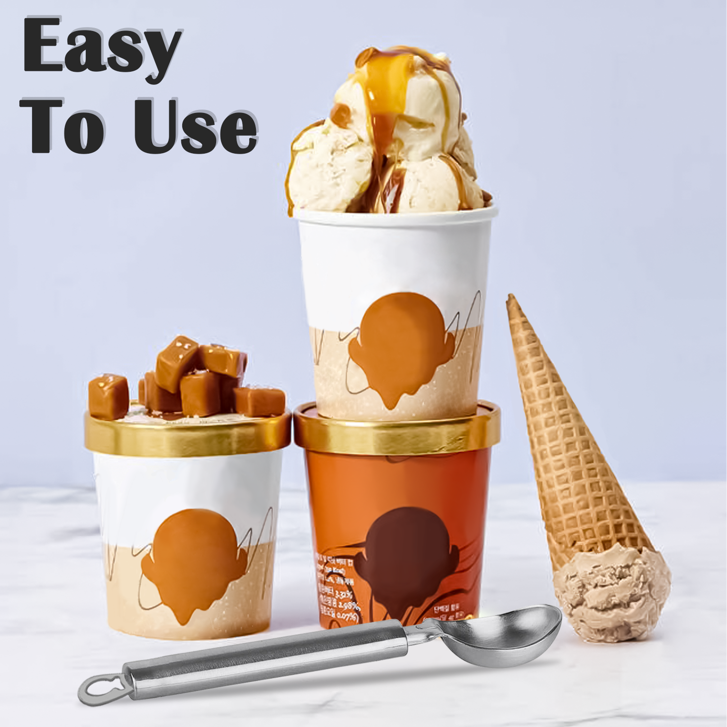 Stainless Steel Ice Cream Spoon with Ergonomic Non-Slip Handle