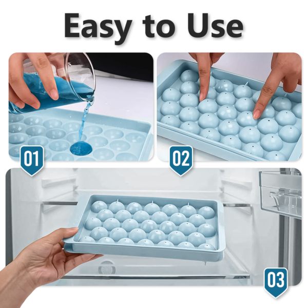 Ice Ball Maker Tray with Lid – 33 Grid Round Ice Cube Mould