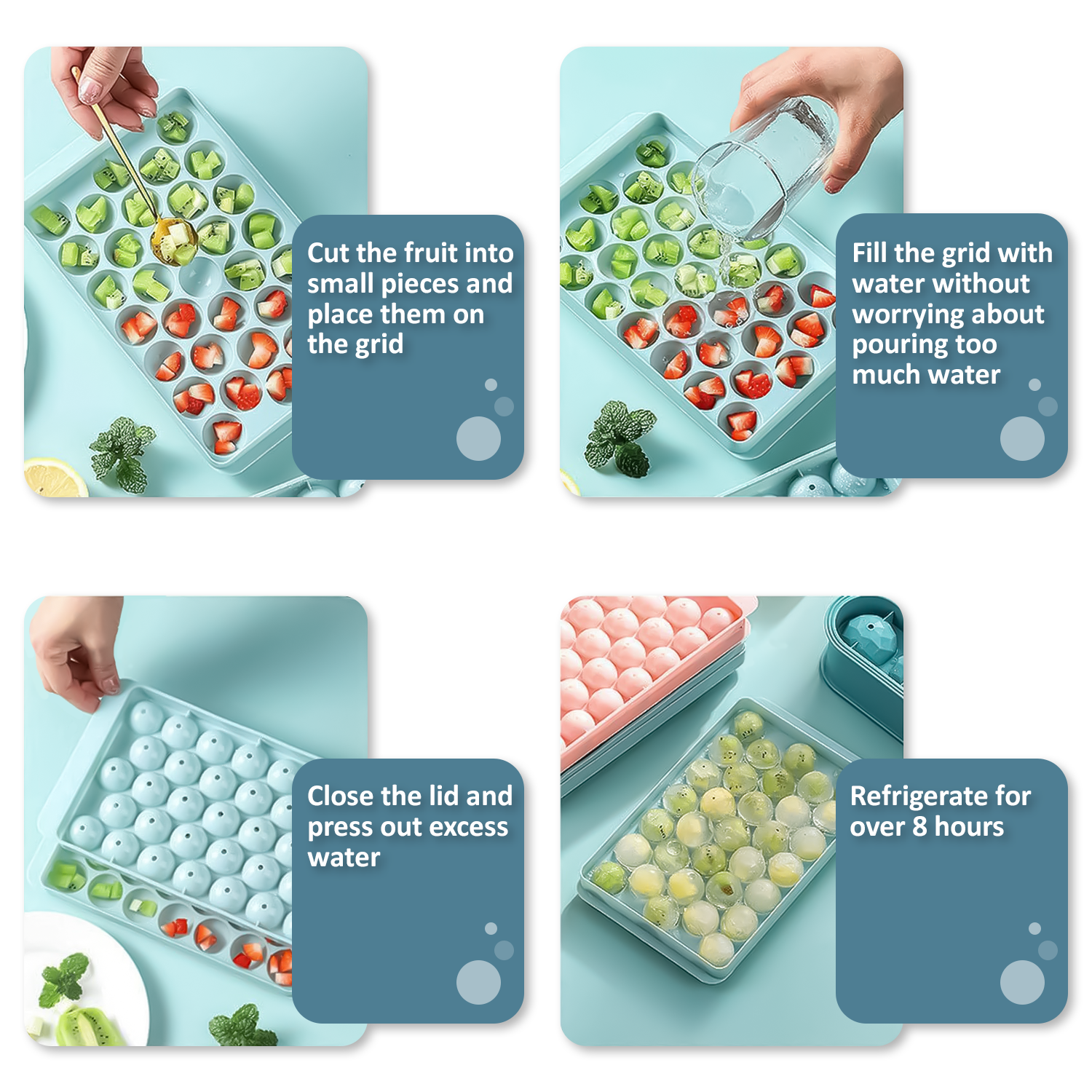 Ice Ball Maker Tray with Lid – 33 Grid Round Ice Cube Mould