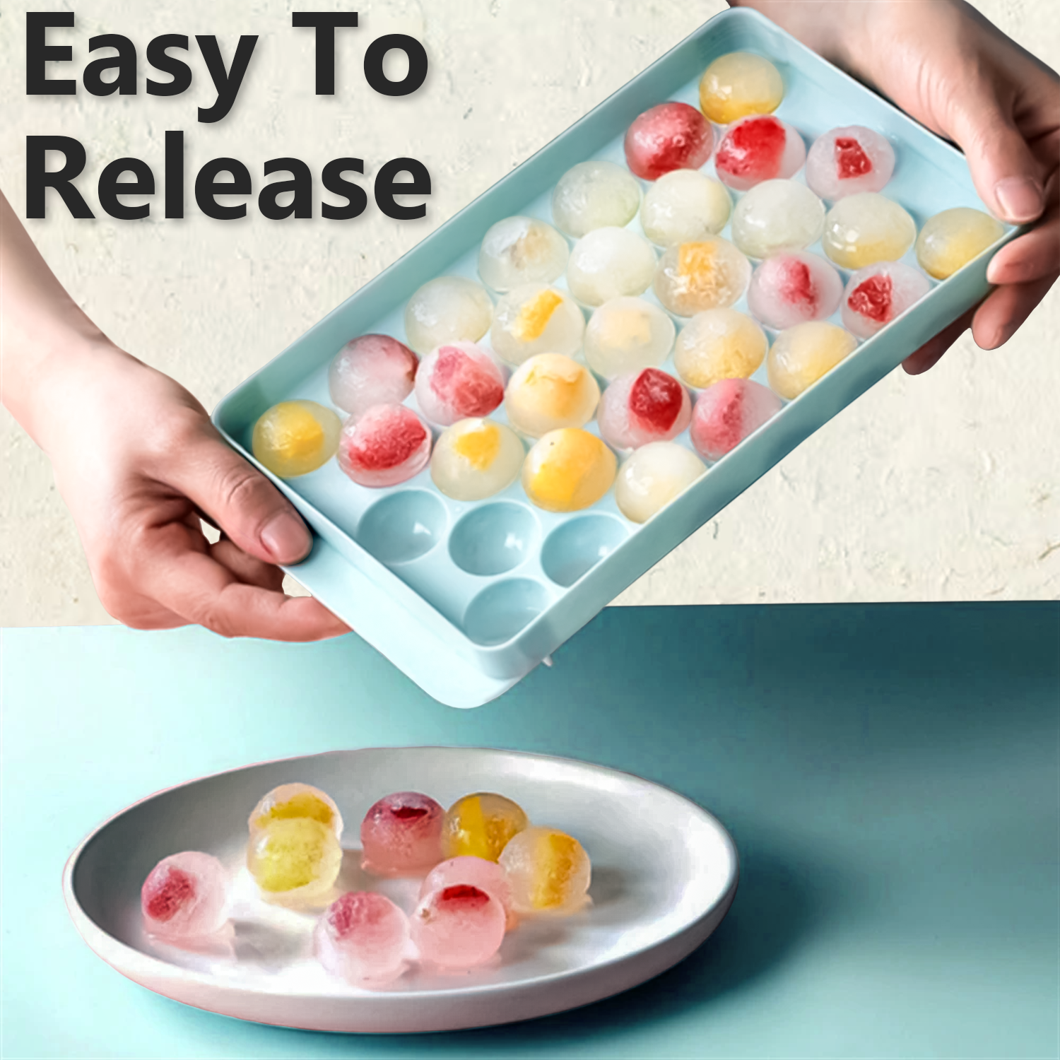 Ice Ball Maker Tray with Lid – 33 Grid Round Ice Cube Mould