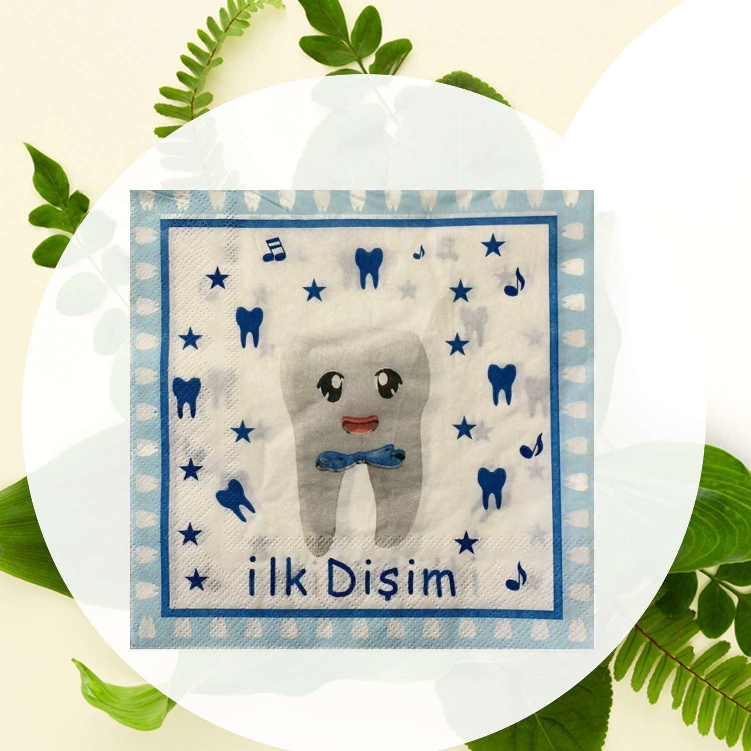 Blue Paper Napkins Serviettes – 10x 2-Ply İlk Dişim Disposable Party