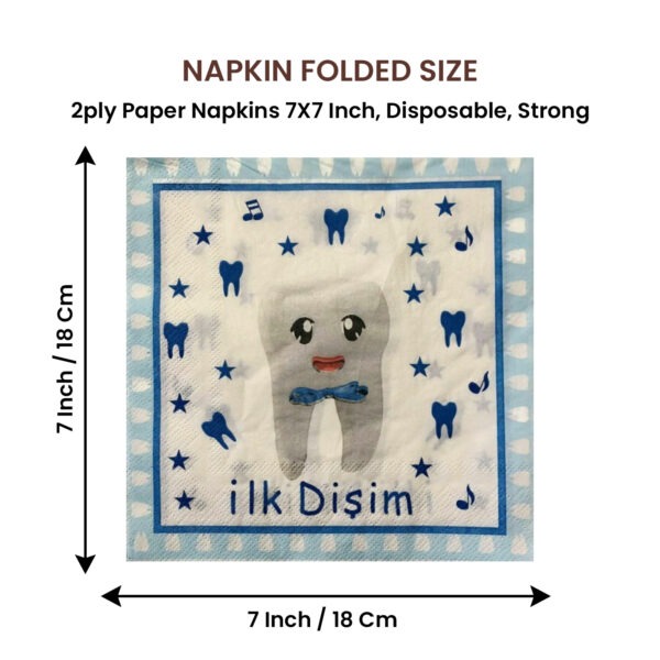 Blue Paper Napkins Serviettes – 10x 2-Ply İlk Dişim Disposable Party
