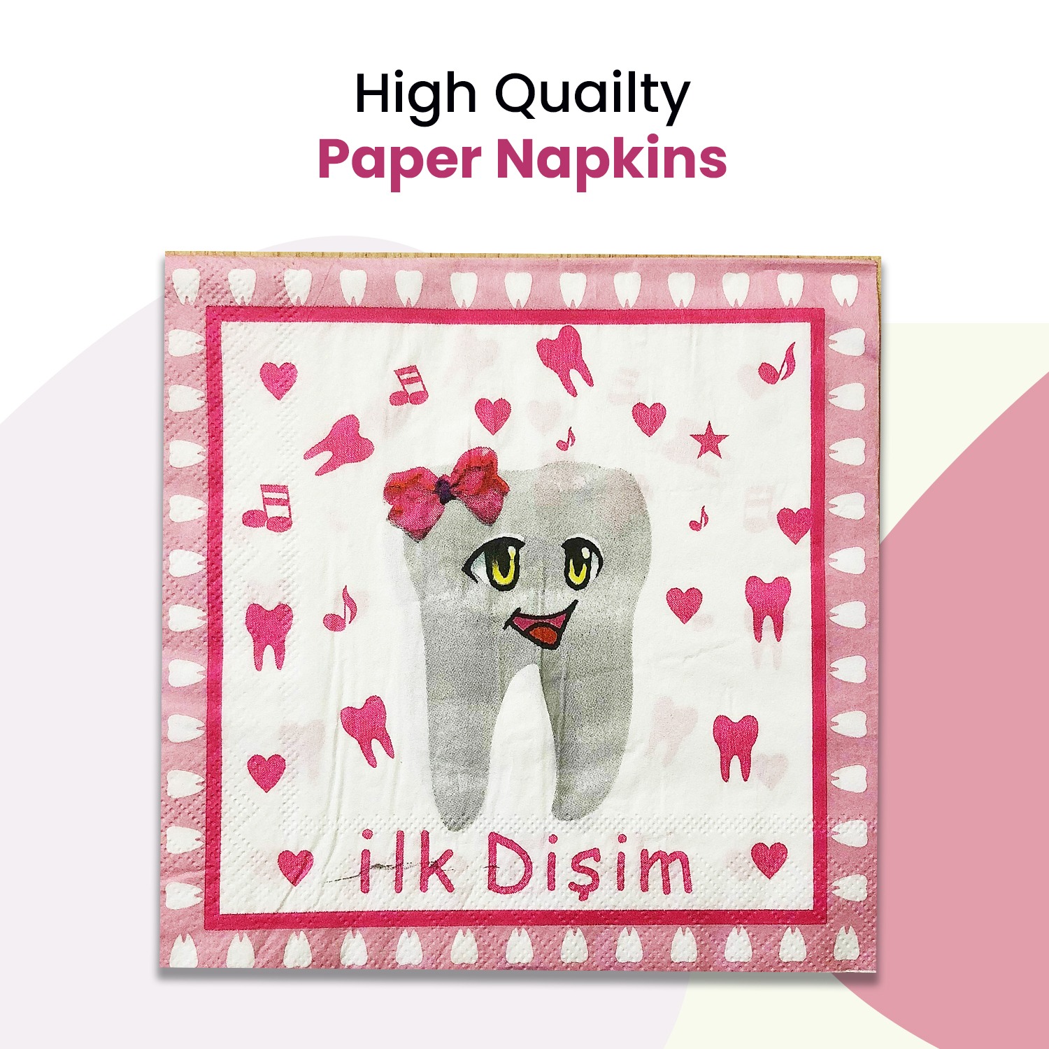 Pink Serviettes – 10x 2-Ply İlk Dişim Disposable Party Napkins